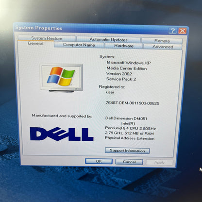Dell Dimension E510 Pentium G4400 2.80GHz 2GB RAM 80GB HDD